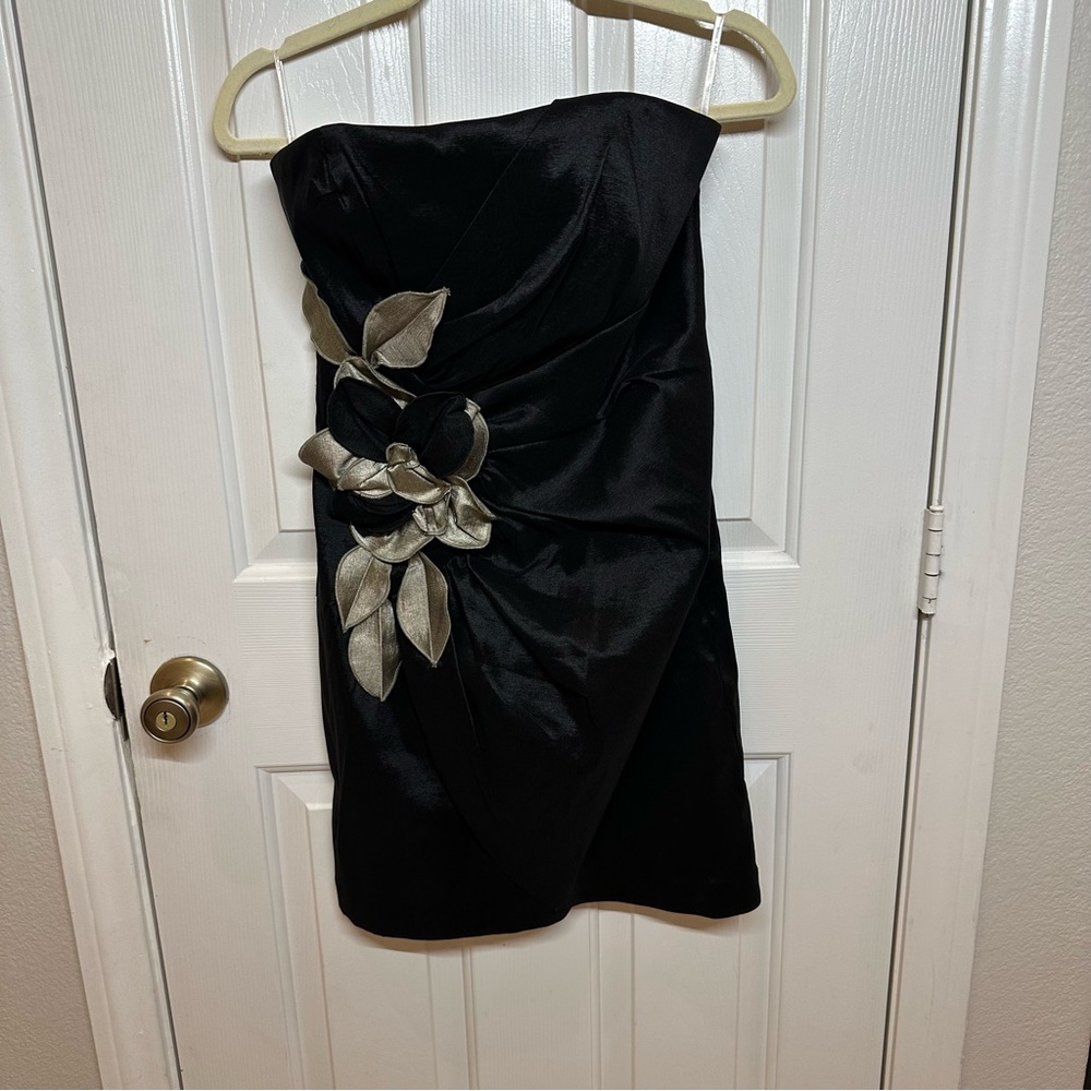 Y2K Jessica McClintock Elegant Black Strapless mini dress